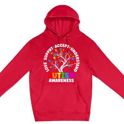 Autism Love Accept Support Autistic Autism Awareness Premium Pullover Hoodie