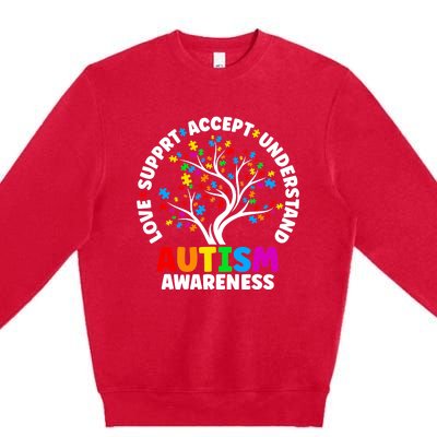 Autism Love Accept Support Autistic Autism Awareness Premium Crewneck Sweatshirt