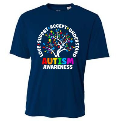 Autism Love Accept Support Autistic Autism Awareness Cooling Performance Crew T-Shirt