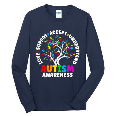 Autism Love Accept Support Autistic Autism Awareness Tall Long Sleeve T-Shirt