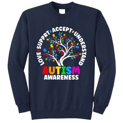 Autism Love Accept Support Autistic Autism Awareness Tall Sweatshirt