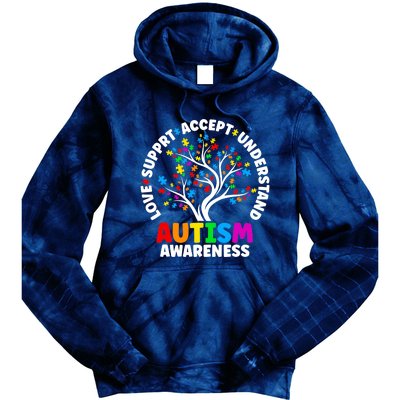 Autism Love Accept Support Autistic Autism Awareness Tie Dye Hoodie