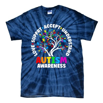 Autism Love Accept Support Autistic Autism Awareness Tie-Dye T-Shirt