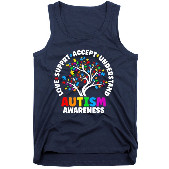 Autism Love Accept Support Autistic Autism Awareness Tank Top