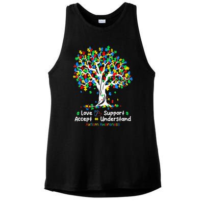 Autism Love Accept Support Autistic Autism Awareness Ladies PosiCharge Tri-Blend Wicking Tank