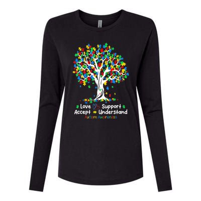 Autism Love Accept Support Autistic Autism Awareness Womens Cotton Relaxed Long Sleeve T-Shirt