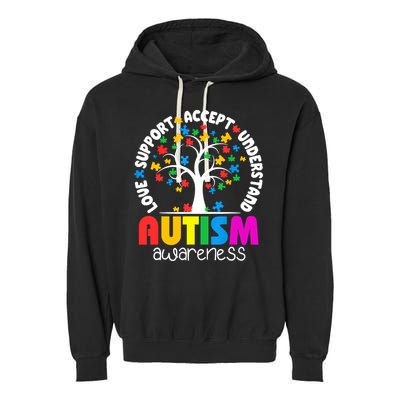 Autism Love Accept Support Autistic Autism Awareness Garment-Dyed Fleece Hoodie