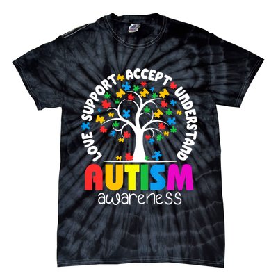 Autism Love Accept Support Autistic Autism Awareness Tie-Dye T-Shirt
