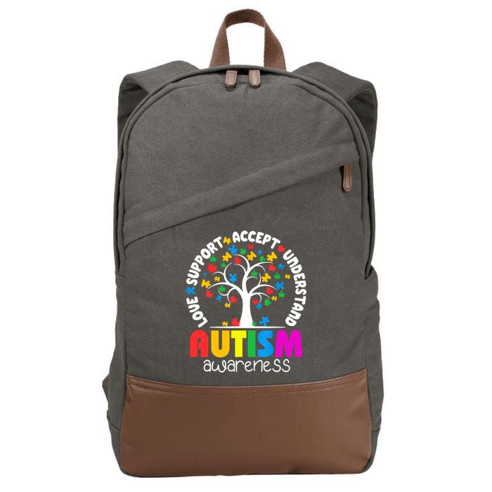 Autism Love Accept Support Autistic Autism Awareness Cotton Canvas Backpack