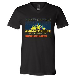 Animator Life Animation Visual Artist Rendering Graphic Art V-Neck T-Shirt