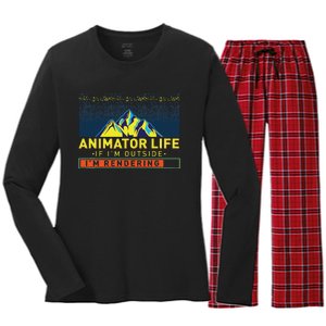 Animator Life Animation Visual Artist Rendering Graphic Art Women's Long Sleeve Flannel Pajama Set 