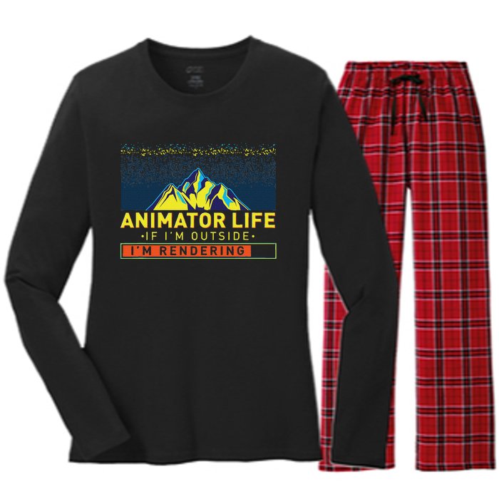 Animator Life Animation Visual Artist Rendering Graphic Art Women's Long Sleeve Flannel Pajama Set 