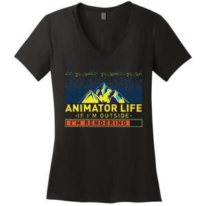 Animator Life Animation Visual Artist Rendering Graphic Art Women's V-Neck T-Shirt