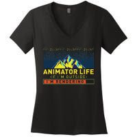 Animator Life Animation Visual Artist Rendering Graphic Art Women's V-Neck T-Shirt