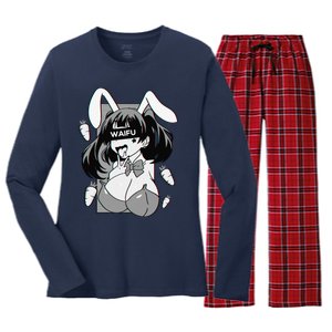 Ahegao Lewd Anime And Rabbit Cosplay Women's Long Sleeve Flannel Pajama Set 