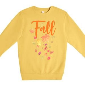 Autumn Leaves And Pumpkins Please Leaf Fall Season Premium Crewneck Sweatshirt