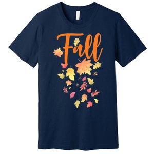 Autumn Leaves And Pumpkins Please Leaf Fall Season Premium T-Shirt