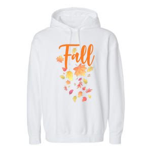 Autumn Leaves And Pumpkins Please Leaf Fall Season Garment-Dyed Fleece Hoodie