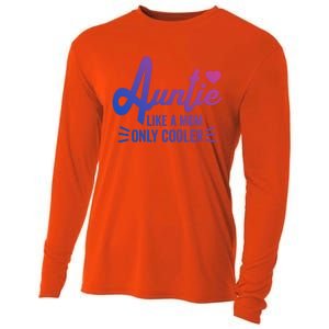 Auntie Like A Mom But Cooler Funny Aunt From Niece Gift Cooling Performance Long Sleeve Crew