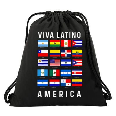 All Latin American Flags Countries Viva Latino America Drawstring Bag