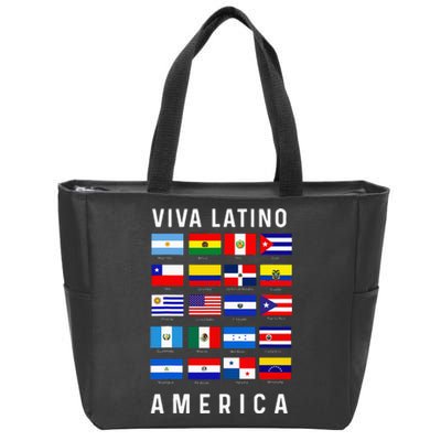 All Latin American Flags Countries Viva Latino America Zip Tote Bag