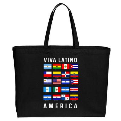 All Latin American Flags Countries Viva Latino America Cotton Canvas Jumbo Tote