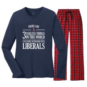 Anti Liberal Anti Liberal Useless Liberals Liberal Tears Women's Long Sleeve Flannel Pajama Set 