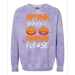 Autumn Leaves And Pumpkins Please Colorblast Crewneck Sweatshirt