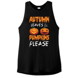 Autumn Leaves And Pumpkins Please Ladies PosiCharge Tri-Blend Wicking Tank