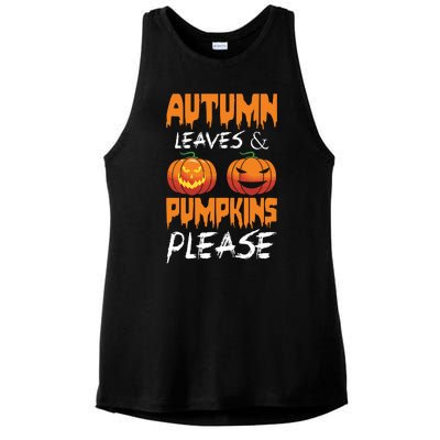 Autumn Leaves And Pumpkins Please Ladies PosiCharge Tri-Blend Wicking Tank