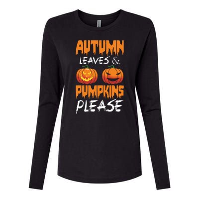 Autumn Leaves And Pumpkins Please Womens Cotton Relaxed Long Sleeve T-Shirt