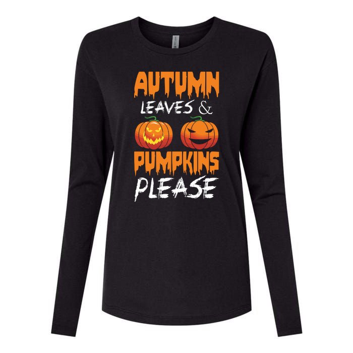 Autumn Leaves And Pumpkins Please Womens Cotton Relaxed Long Sleeve T-Shirt