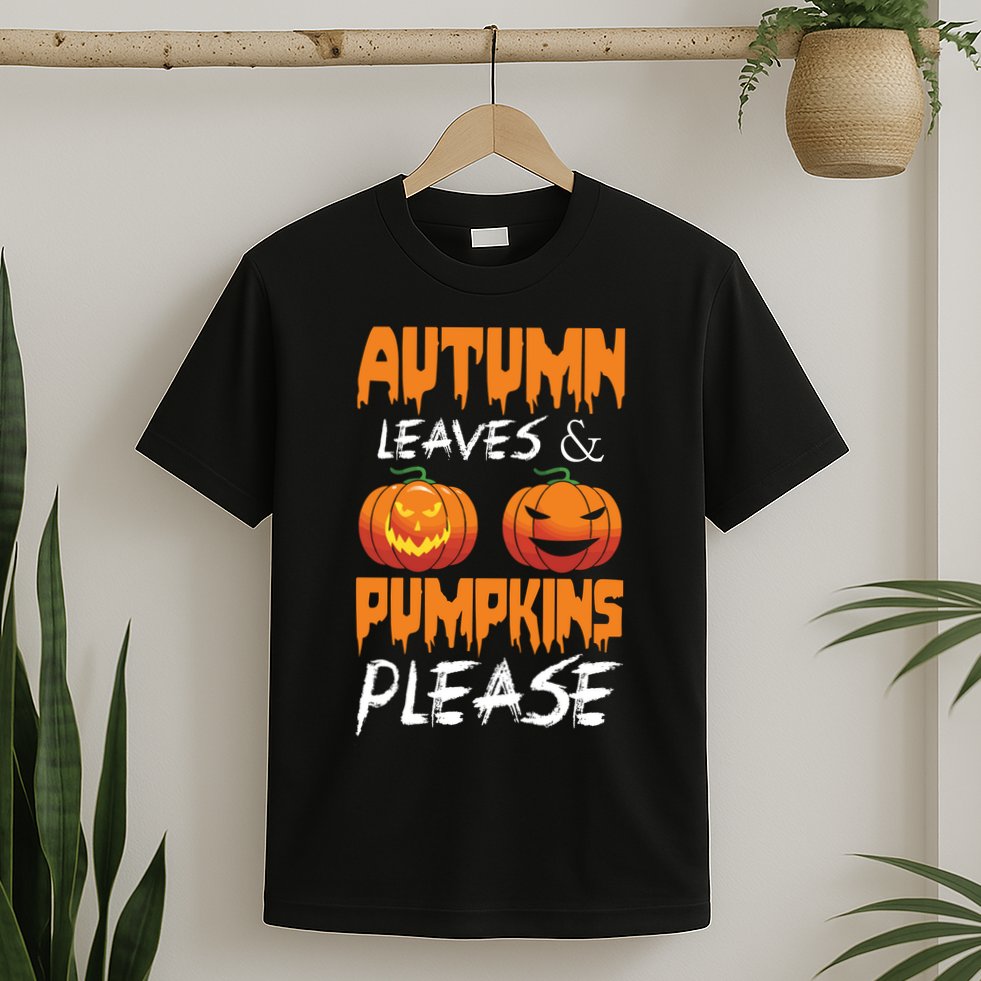 Autumn Leaves And Pumpkins Please T-Shirt