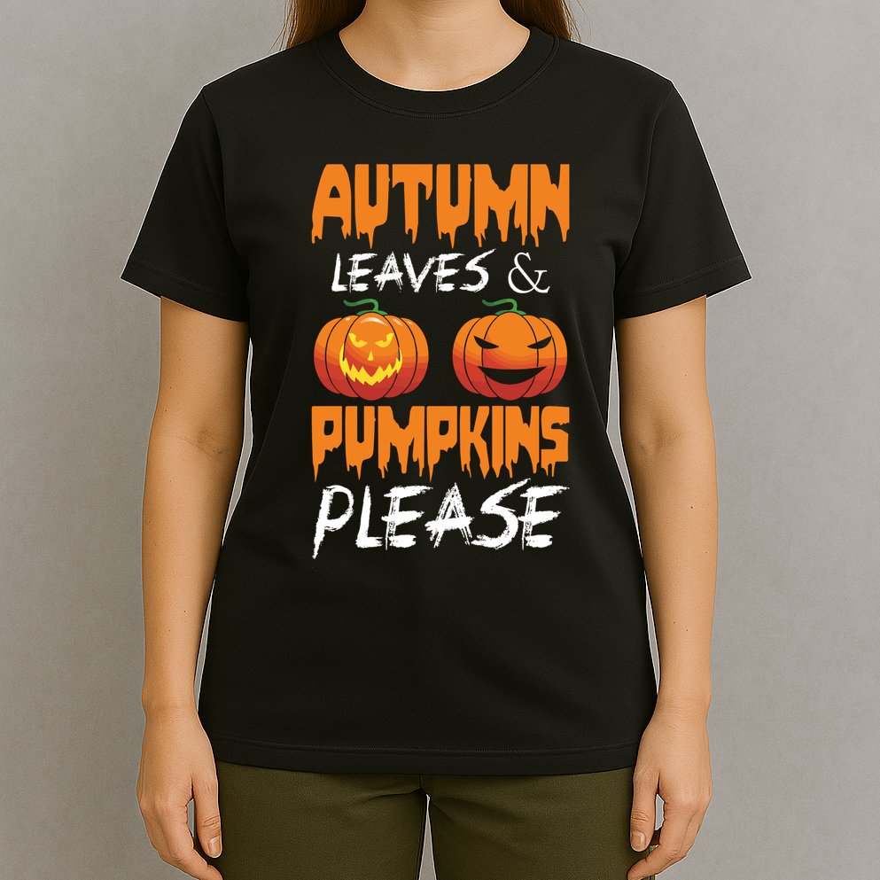 Autumn Leaves And Pumpkins Please T-Shirt