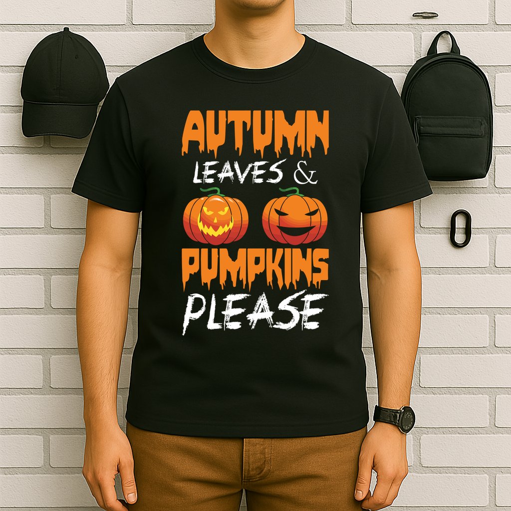 Autumn Leaves And Pumpkins Please T-Shirt