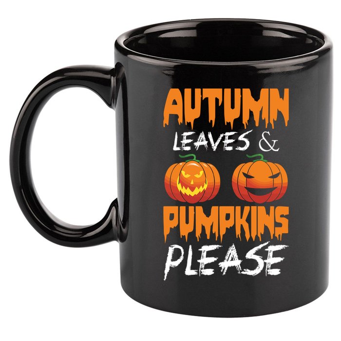 Autumn Leaves And Pumpkins Please 11oz C Handle Ceramic Mug