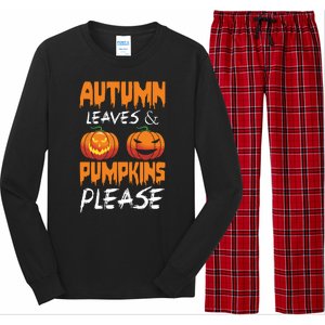 Autumn Leaves And Pumpkins Please Long Sleeve Pajama Set