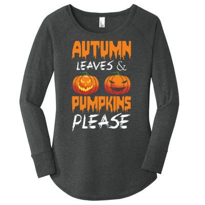 Autumn Leaves And Pumpkins Please Women's Perfect Tri Tunic Long Sleeve Shirt