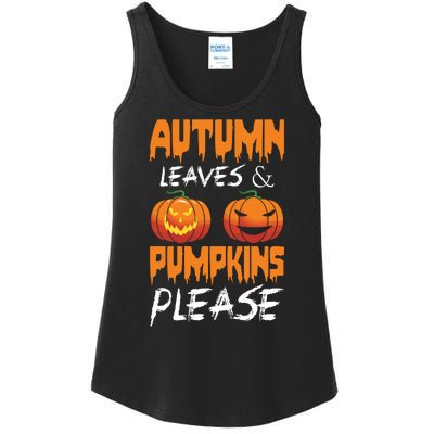 Autumn Leaves And Pumpkins Please Ladies Essential Tank