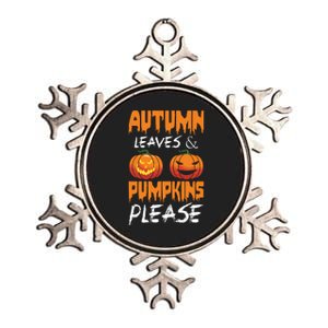 Autumn Leaves And Pumpkins Please Metallic Star Ornament