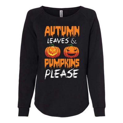 Autumn Leaves And Pumpkins Please Womens California Wash Sweatshirt