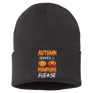 Autumn Leaves And Pumpkins Please Sustainable Knit Beanie