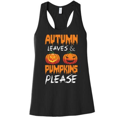 Autumn Leaves And Pumpkins Please Women's Racerback Tank