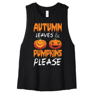 Autumn Leaves And Pumpkins Please Women's Racerback Cropped Tank