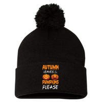 Autumn Leaves And Pumpkins Please Pom Pom 12in Knit Beanie