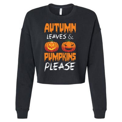 Autumn Leaves And Pumpkins Please Cropped Pullover Crew