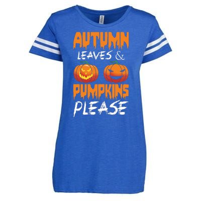 Autumn Leaves And Pumpkins Please Enza Ladies Jersey Football T-Shirt