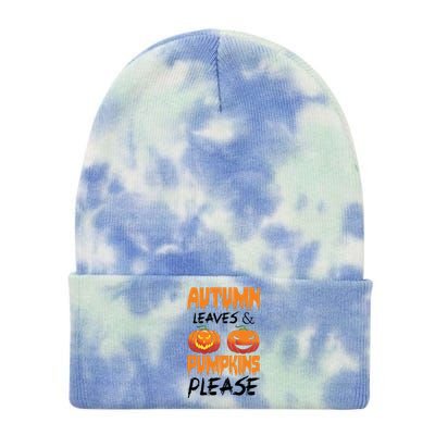 Autumn Leaves And Pumpkins Please Tie Dye 12in Knit Beanie