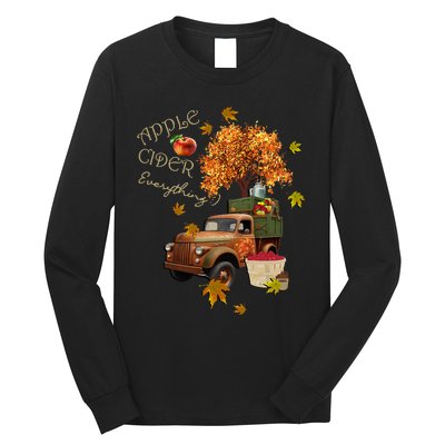 Autumn Leaves and Truck Design Apple Cider Everything Fall Long Sleeve Shirt