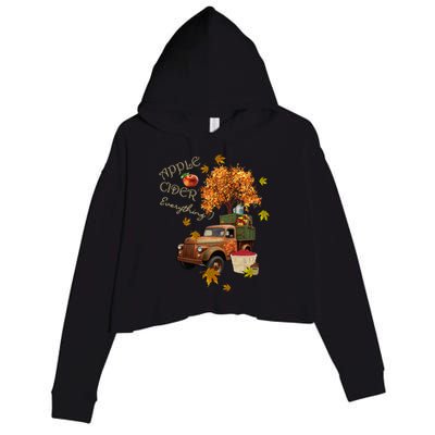 Autumn Leaves and Truck Design Apple Cider Everything Fall Crop Fleece Hoodie